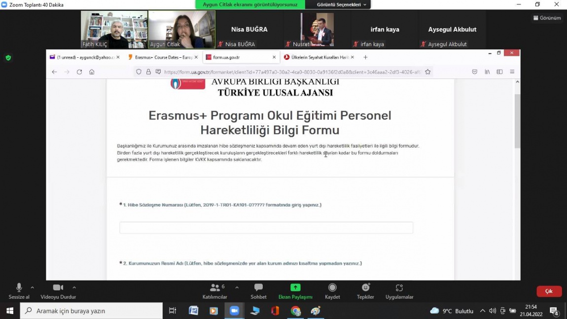 Erasmus+ Okul Eğitimi Personel Hareketliliği projemizin Nisan 2022 toplantısı yapıldı.